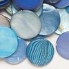 Mother-of-pearl shell 1pkg6oz, puffed flat round bead mix multi-blue 17-20mm image number 0