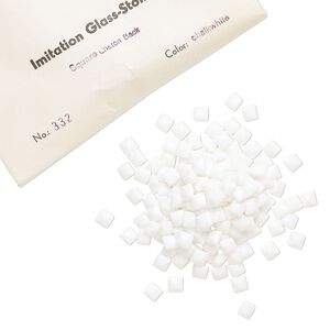 Embellishment, vintage glass, chalkwhite, 6mm faceted square fancy stone. Sold per pkg of 288 (2 gross).