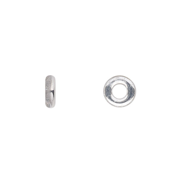 Bead, Czech pressed glass, silver, 8x2.5mm ring. Sold per pkg of 50. image number 0