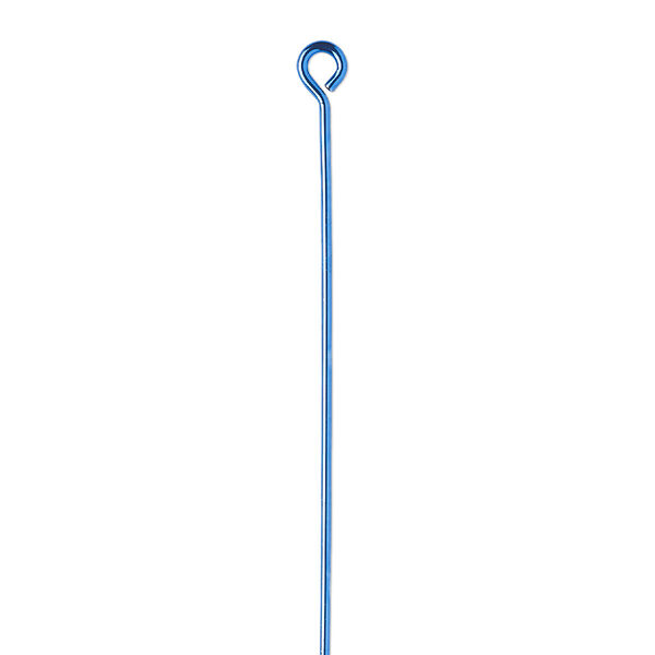 Eye pin, electro-coated brass, blue, 3 inches, 21 gauge. Sold per pkg of 10. image number 0