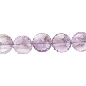 Lavender amethyst 1pkg1, hand-cut faceted flat round bead natural 6.5 inch 8-10mm