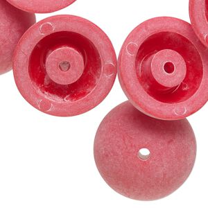 Component, acrylic, opaque matte red, 22mm domed round. Sold per pkg of 12.