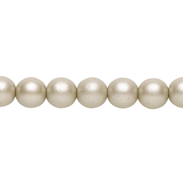 Bead, Czech glass druk, opaque satin pewter, 8mm round. Sold per 15-1/2" to 16" strand. image number 0