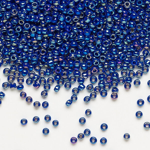 Seed bead, Dyna-Mites™, glass, pkg/1/2kg, #11 round, opaque rainbow dark blue, (737R 11/0 RR). image number 0