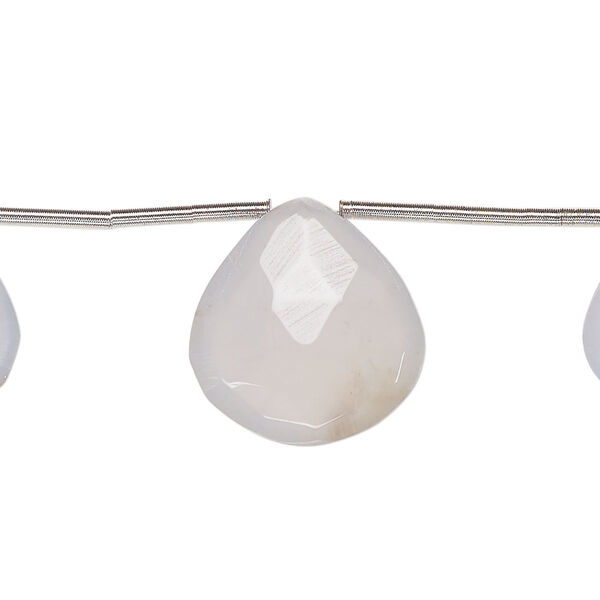 Blue chalcedony 1pkg7, hand-cut top-drilled faceted puffed teardrop bead natural graduated 15x12mm-18x16mm image number 0