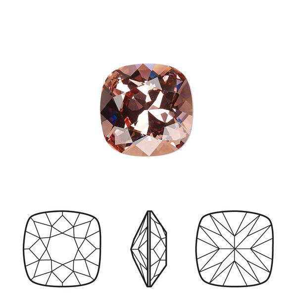 Fancy stone 1pk rose peach foil back, Crystal Passions® 12mm cushion 4470 image number 0