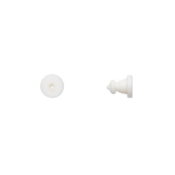 Earnut, rubber, white, 6x5mm. Sold per pkg of 500 pairs. image number 0