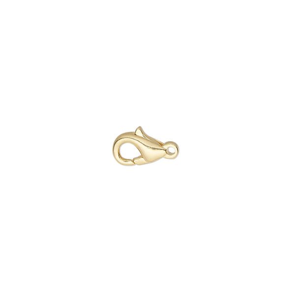 Clasp, lobster claw, gold-plated brass, 9x6mm. Sold per pkg of 10. image number 0
