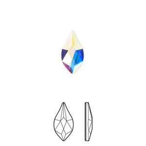 Flat back 72pk crystal AB foil back, Swarovski® 14x7mm flame 2205