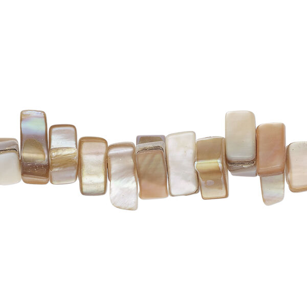 Mother-of-pearl shell 1pkg1, triangle tube bead 15 inch tan shine 7x4mm-13x6mm image number 0