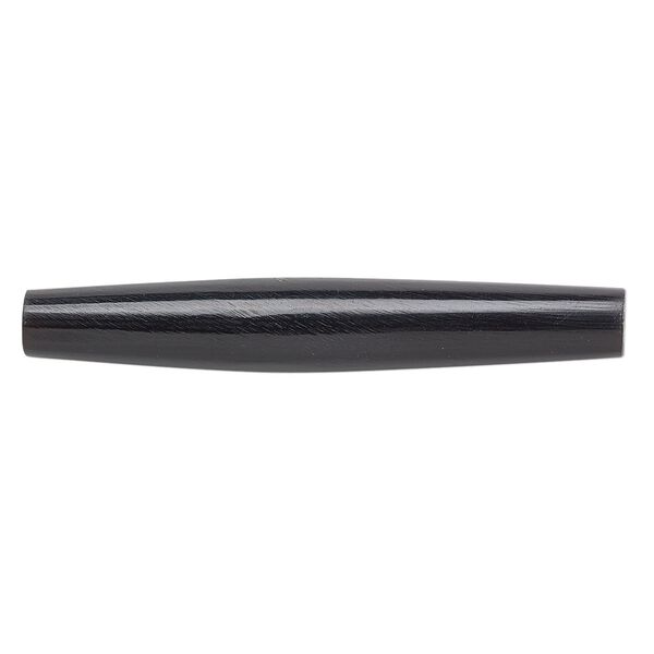 Bead, horn (dyed), black, 50x6mm-50x8mm hand-cut hairpipe, Mohs hardness 2-1/2. Sold per pkg of 24. image number 0