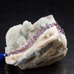 Amethyst (natural) 1pkg1, hand-cut faceted flat round bead, 7 inches 9mm