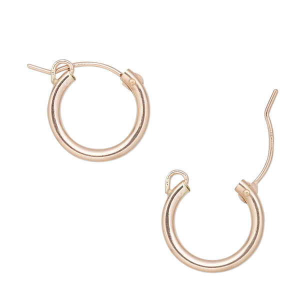Earring, 14Kt rose gold-filled, 15mm flexible round hoop with latch-back closure. Sold per pair. image number 0