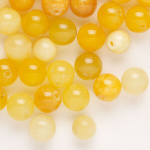 Quartz 1pkg2oz, round bead mix, multi-yellow 7-8mm