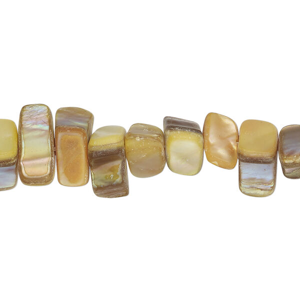 Mother-of-pearl shell 1pkg1, triangle tube bead 15.5-16 inch pale yellow / dark gold 9x4mm-11x5mm image number 0