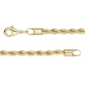 Chain 1pkg1 rope, 3mm / lobster claw clasp, gold-finished brass 20 inch