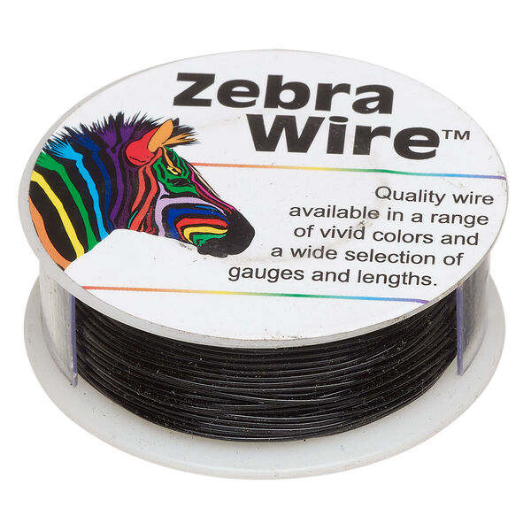 Wire, Zebra Wire™, color-coated copper, black, round, 22 gauge. Sold per 1/4-pound spool, approximately 45 yards (41 meters). image number 0