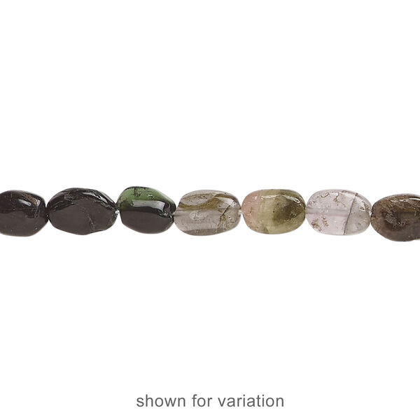 Multi-tourmaline 1pkg1, hand-cut puffed oval bead natural 13 inch 6x5mm-8x6mm image number 1