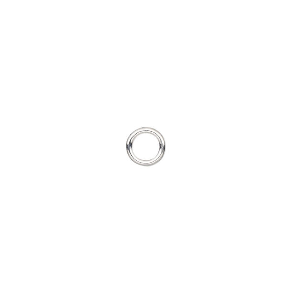 Jump ring, sterling silver, 6mm soldered round, 4.2mm inside diameter, 18 gauge. Sold per pkg of 20. image number 0