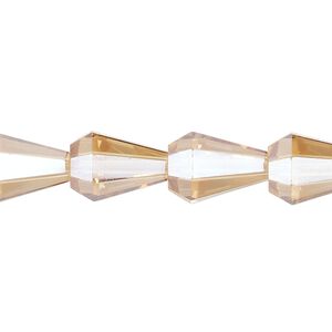 Bead, glass, crystal golden shadow, 13x9mm faceted teardrop. Sold per 15-1/2 to 16-inch strand.