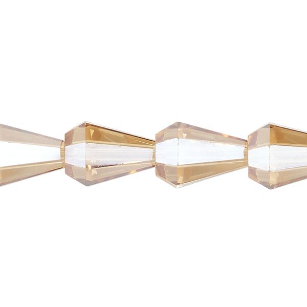 Bead, glass, crystal golden shadow, 13x9mm faceted teardrop. Sold per 15-1/2 to 16-inch strand. image number 0