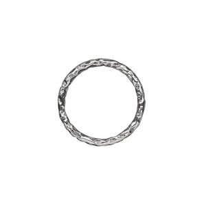 Jump ring, antiqued sterling silver, 16mm hammered round, 13.4mm inside diameter, 15 gauge. Sold Individually.