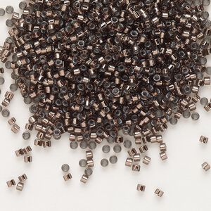 Seed bead, Delica®, glass, pkg/250g, #11 round, transparent copper-lined grey (DB-0184).