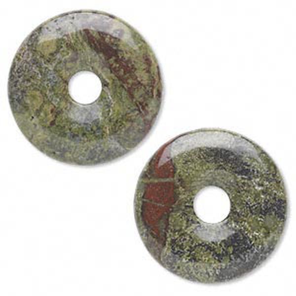 Focal, dragon blood jasper (natural), 30mm round donut, B grade, Mohs hardness 6-1/2 to 7. Sold per pkg of 2. image number 0