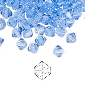 Bead 288pk light sapphire, Preciosa Czech crystal 6mm bicone