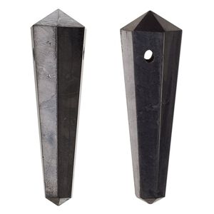 Shungite 1pkg1, hand-cut faceted double graduated point focal natural 36x10mm-39x12mm