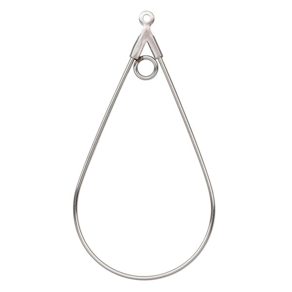 Beading hoop, stainless steel, 40x24mm teardrop with loop. Sold per pkg of 10. image number 0