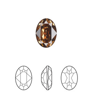 Fancy stone 1pkg144 light smoked topaz foil back, Swarovski® ReCreated™, 14x10mm faceted oval 4120