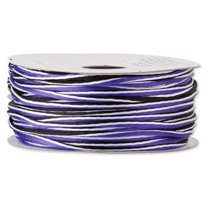 Cord, Satinique™, nylon, purple / white / black, 2mm regular with vertical stripe. Sold per 100-foot spool.