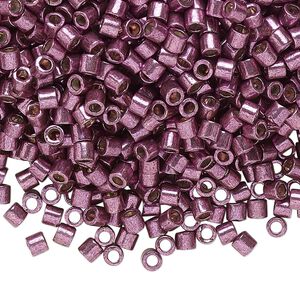 Seed bead, Delica®, glass, pkg/50g, #8 round, Duracoat® opaque galvanized eggplant (DBL-1850).