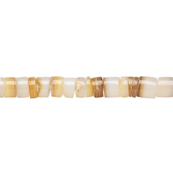 Bead, gold lip shell (natural), 4-5mm hand-cut heishi, Mohs hardness 3-1/2. Sold per 24-inch strand. image number 0