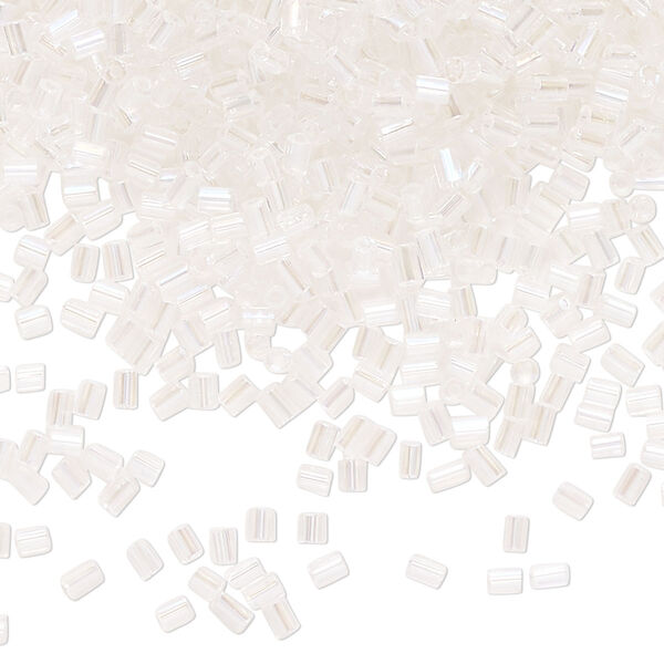 Bugle bead glass 1pk #1 round tube, 50 gram translucent clear AB image number 0