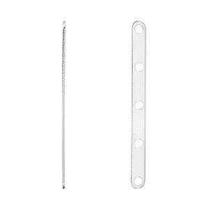 Spacer bar, silver-plated brass, 35x3mm 5-strand, fits up to 8mm bead. Sold per pkg of 100.