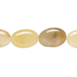 Golden "jade" 1pkg1, puffed oval bead natural, 15 inch 16x10mm-16x11mm