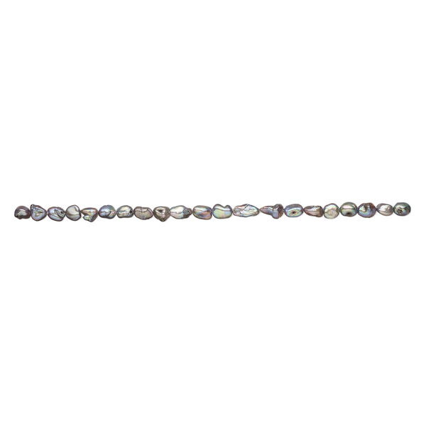 Freshwater pearl 1pkg1, freeform, 15 inch silver peacock 8x7mm-15x8mm cultured image number 1