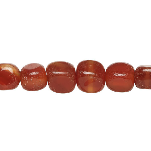 Red agate 1pkg1, pebble bead, 15 inch small to large image number 0
