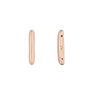 Spacer bar, copper, 17x3mm 3-strand smooth rectangle. Sold per pkg of 12.