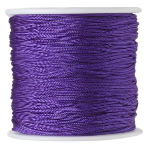 Cord, imitation silk, purple, 1mm. Sold per 100-foot spool.