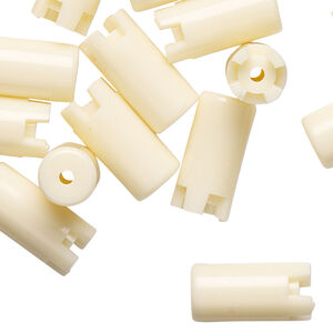 Bead, acrylic, opaque cream, 16x8mm interlocking round tube. Sold per pkg of 24.