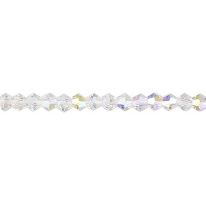 Bead 1pk transparent clear AB, Celestial Crystal® 4mm bicone 15.5-16 inch