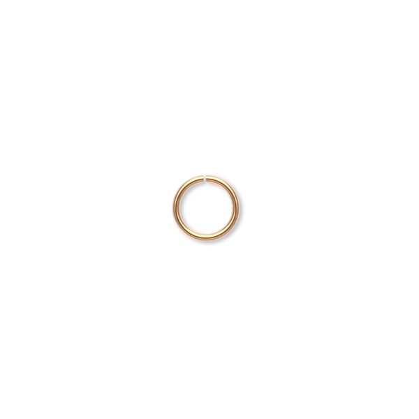 Jump ring, gold-plated brass, 7mm round, 5.5mm inside diameter, 20 gauge. Sold per pkg of 100. image number 0