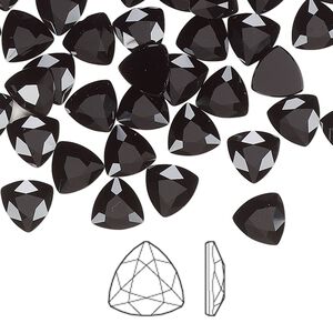 Flat back 6pk jet, Crystal Passions® 7mm trilliant 2472