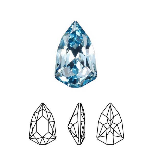 Fancy stone 1pk aquamarine foil back, Crystal Passions® 18.7x11.8mm trilliant 4707 image number 0
