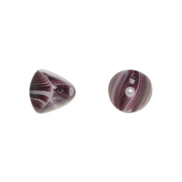 Bead, Czech pressed glass, opaque purple/white, 12x11mm trigon. Sold per 15" to 16" strand. image number 0