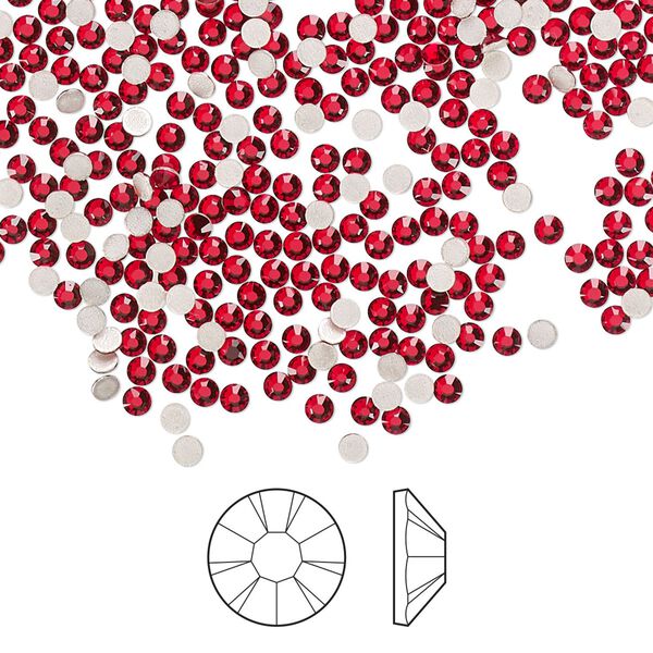 Flat back 144pk light Siam foil back, Preciosa MAXIMA Czech crystal hotfix rhinestone 1.9-2.1mm chaton rose round SS6 image number 0