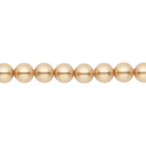 Pearl 500pk bright gold, Swarovski® 6mm round 5810